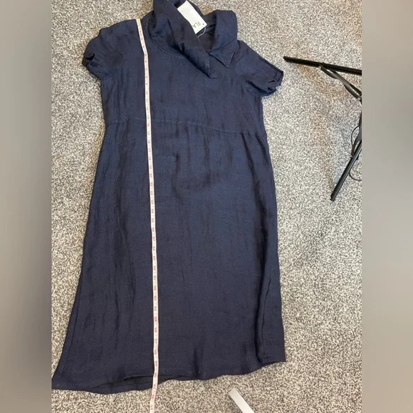 NWT Flax Navy Cowl Neck Linen Maxi Dress Size P/S - Picture 12 of 12